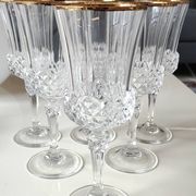 Lot of 6 x Large Wine Glasses. Valencay Gold/Crystal d'Arques model.