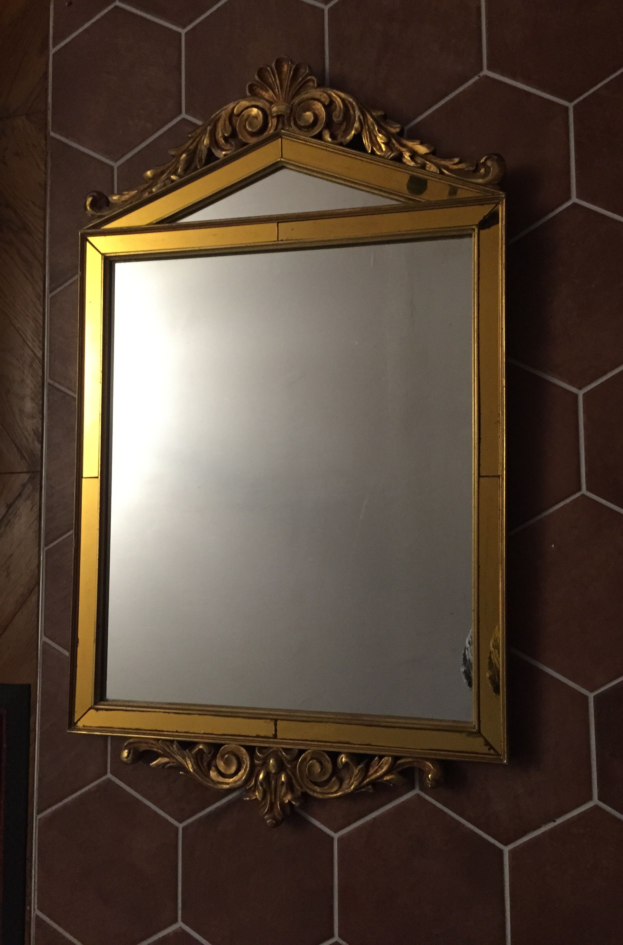 Golden wooden mirror - 87x51cm