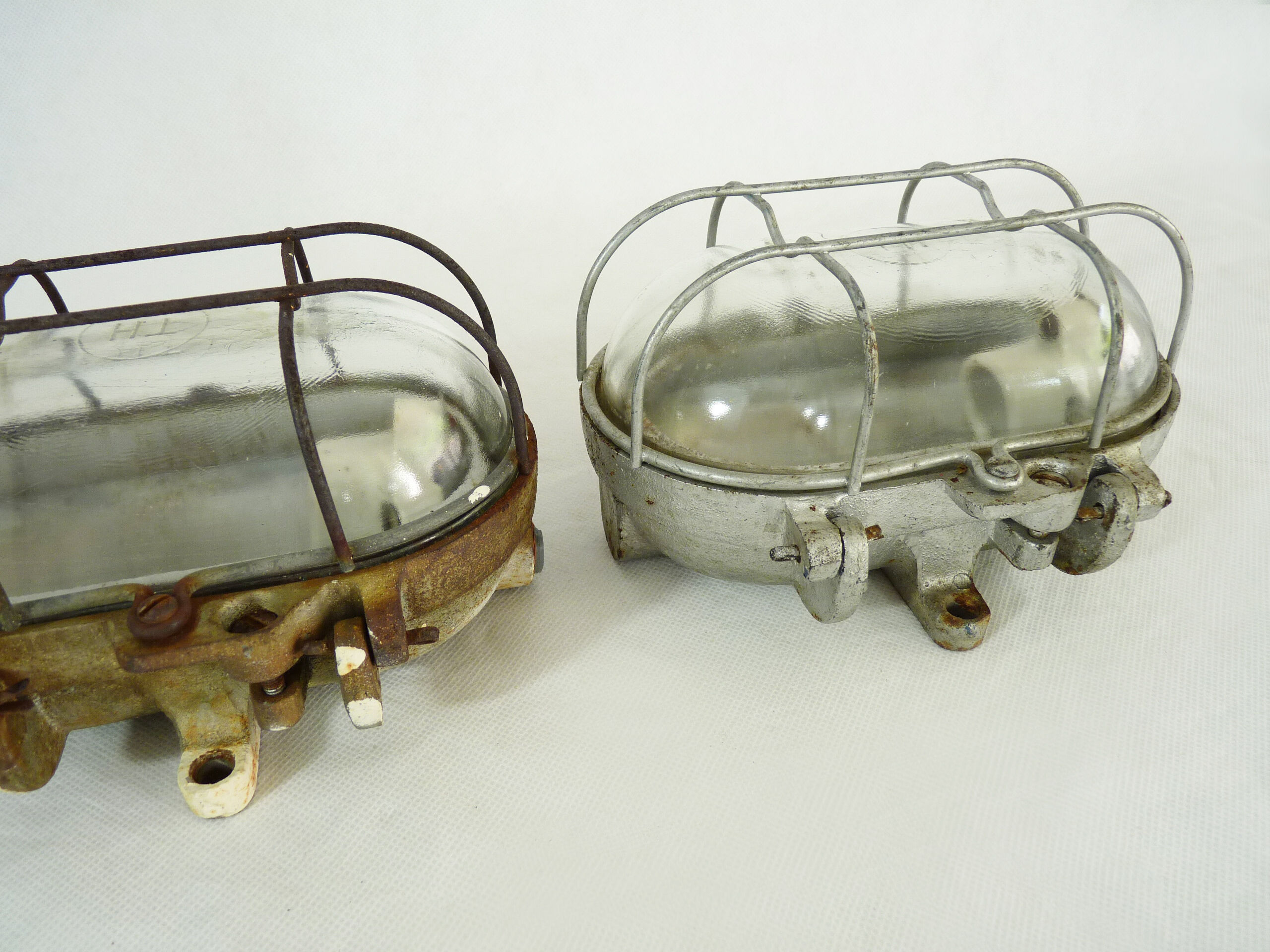 Pair of cast iron industrial window sconces, TH brand