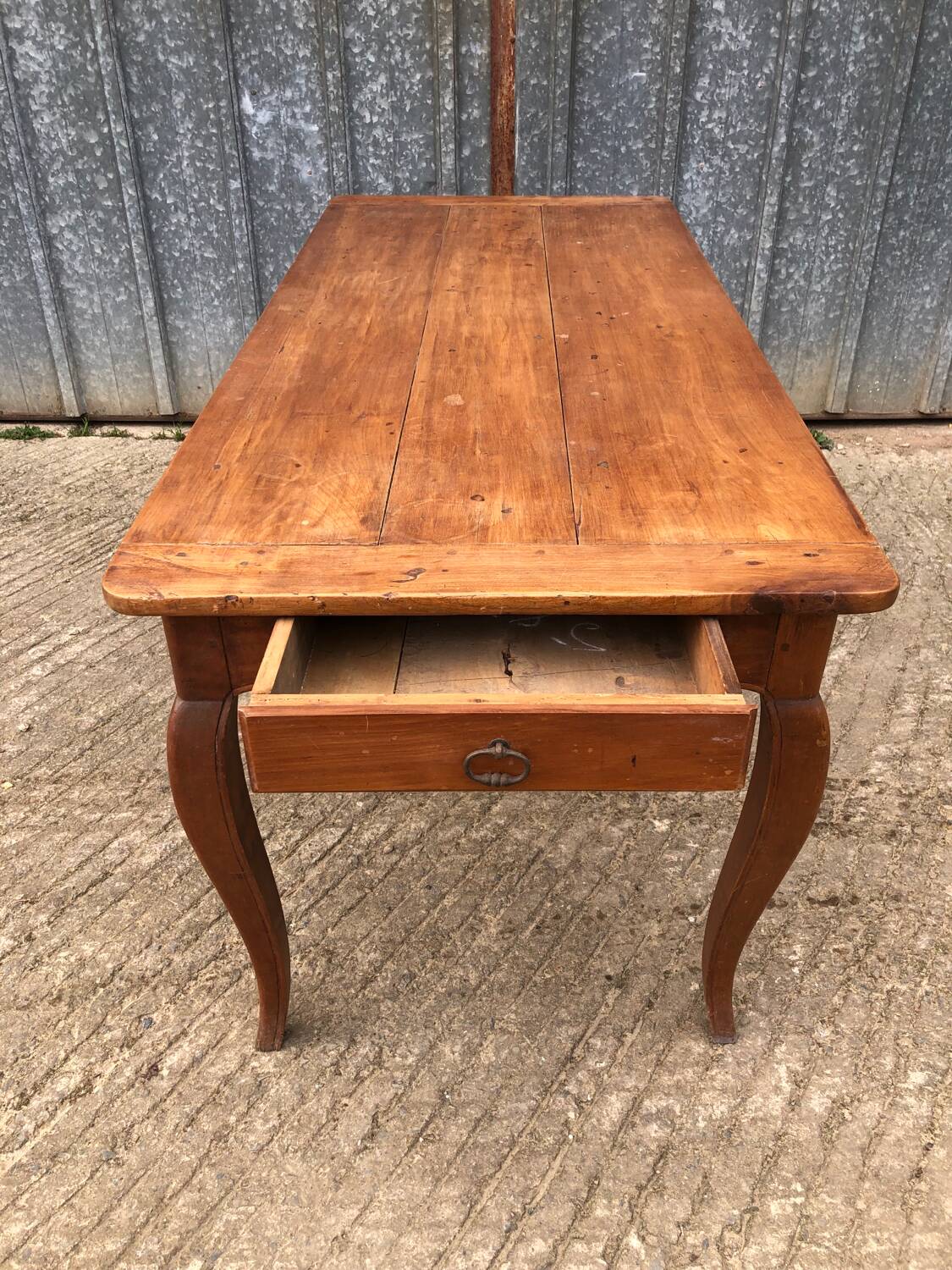 Louis XV style cherry farmhouse table.