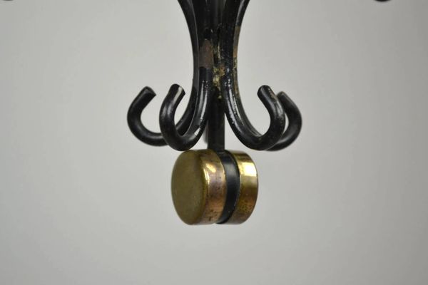 Chandelier en métal peint en noir avec des détails en cuivre – Gunnar Ander pour Ystad-Metall, Suède, années 1950