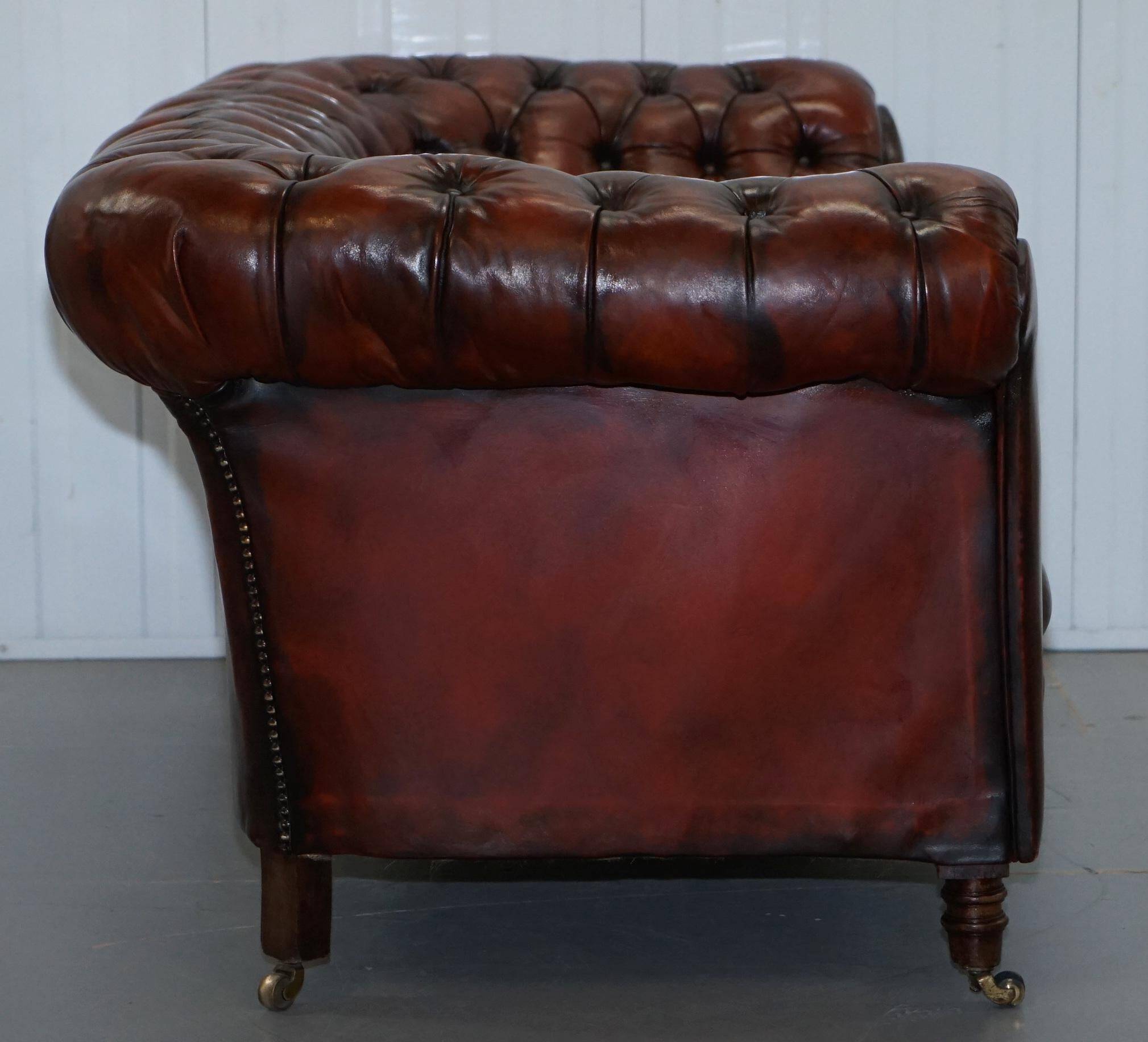 Small Victorian leather Chesterfield sofa