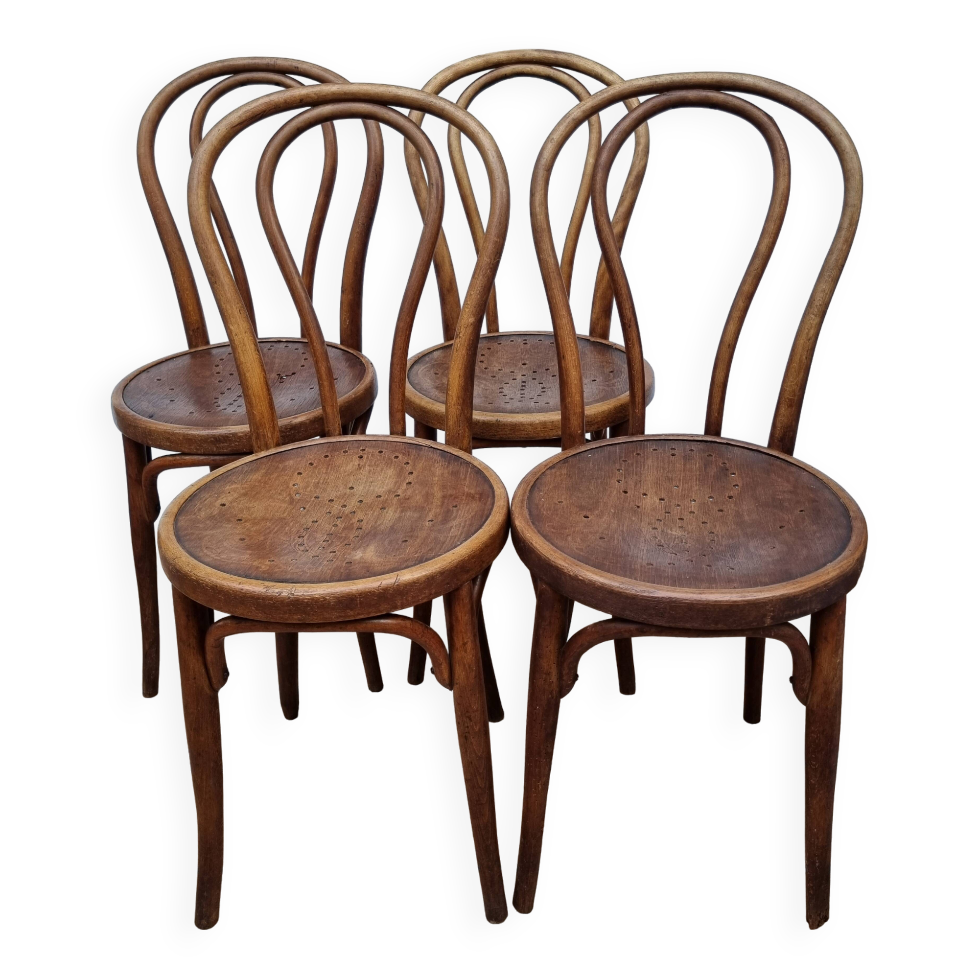 Set of 4 bentwood bistro chairs, stamped "Jacob & Josef Kohn", late 19th century