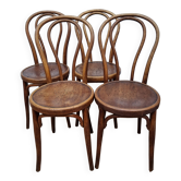 Ensemble de 4 chaises bistrot en bois courbé, estampillées "Jacob & Josef Kohn", fin XIXe siècle