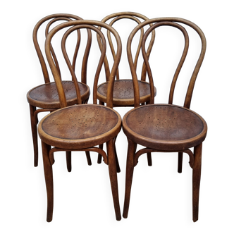 Set of 4 bentwood bistro chairs, stamped "Jacob & Josef Kohn", late 19th century
