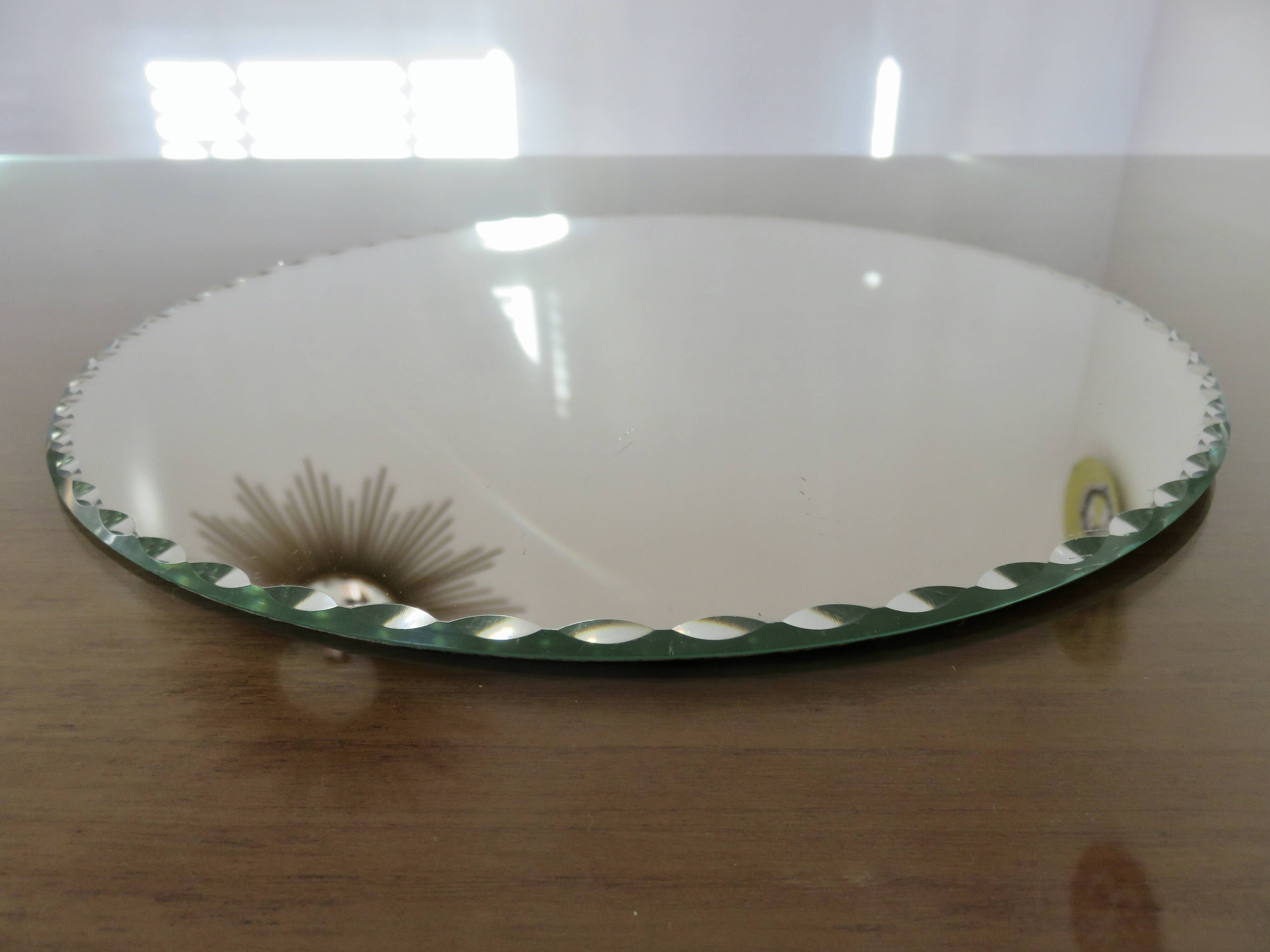 Old round, beveled, art deco mirror, 1940s-50s