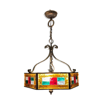 Lustre vintage italien rustique Murano verre lampe