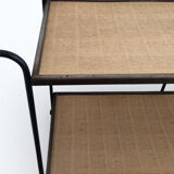 Vintage steel and rattan dessert trolley on wheels