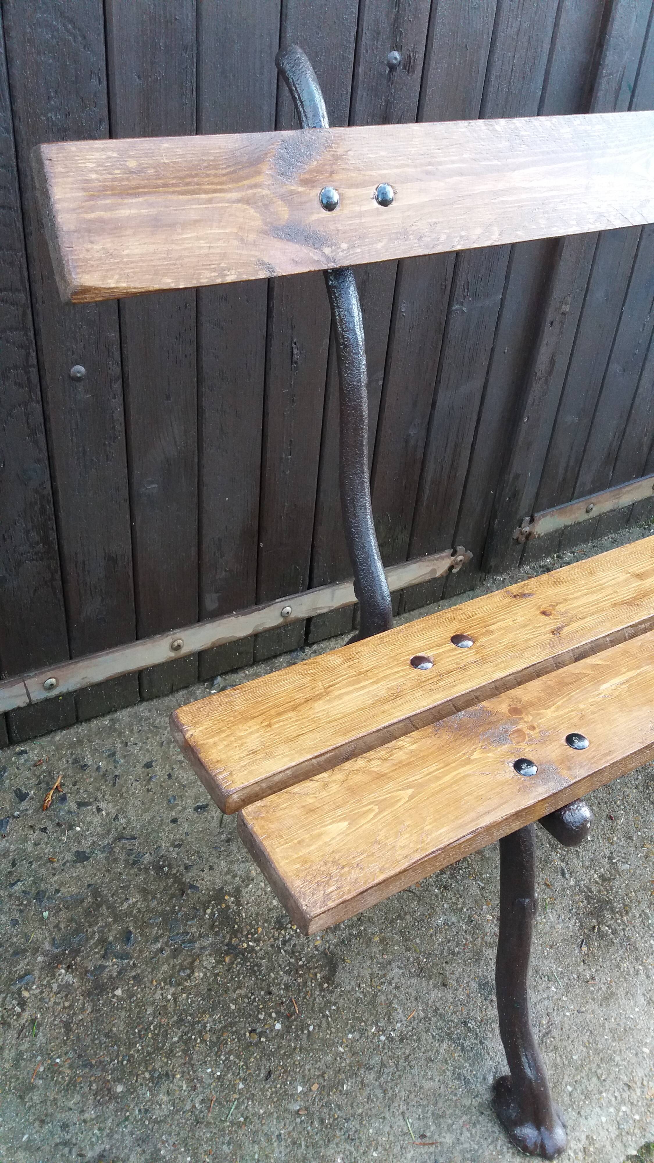 Cast iron leg garden bench