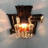 Vintage Italian brutalist wrought iron wall lamp by Albano Poli for Poliarte, set of 4.