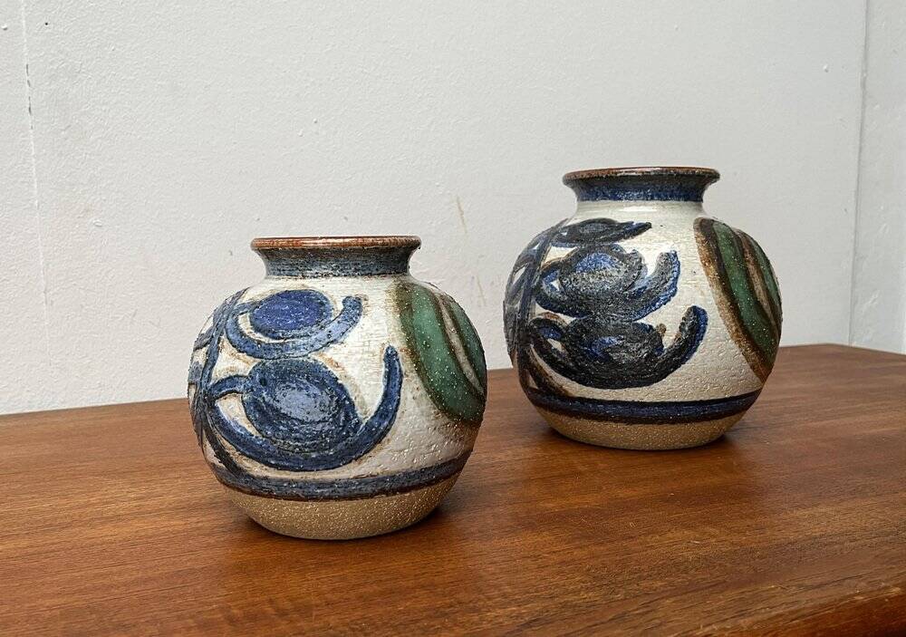 Cactus series round vases in ceramic from the mid-century modern Danish studio Søholm, 1960s, set of 2.