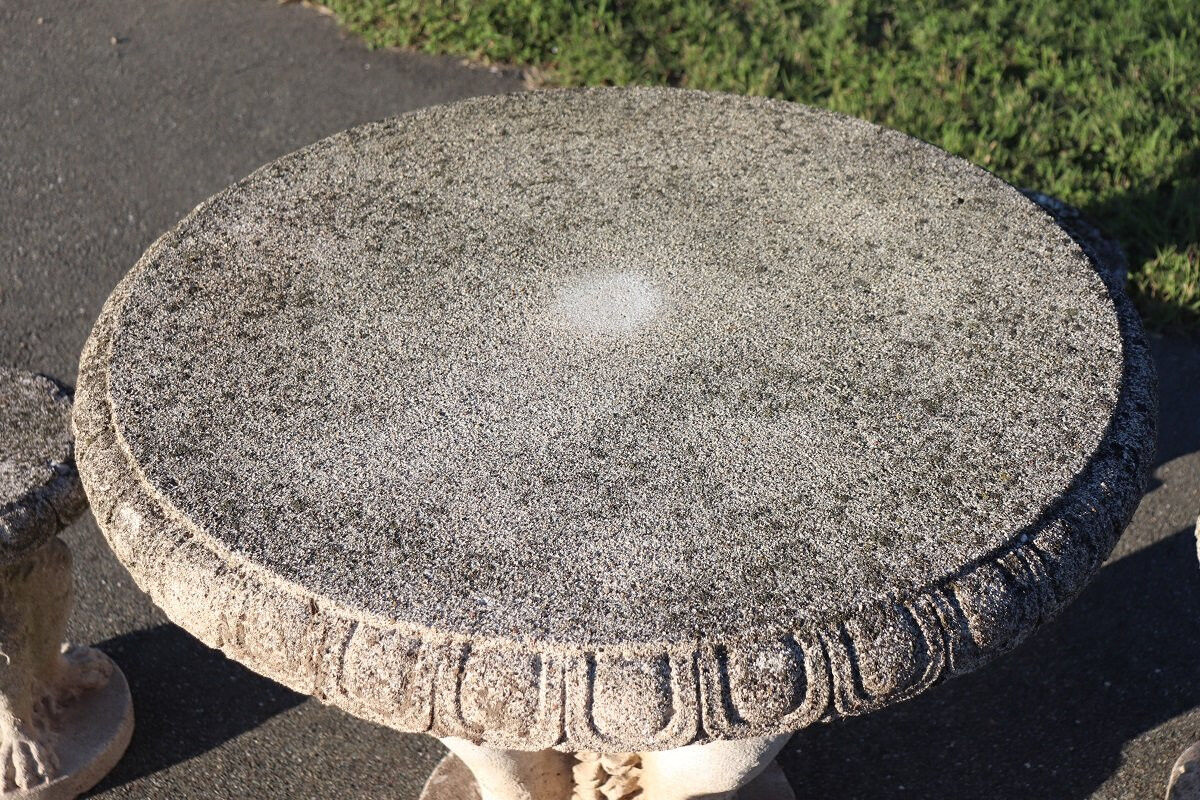 Garden set table and 6 stools, Italy early 20th century