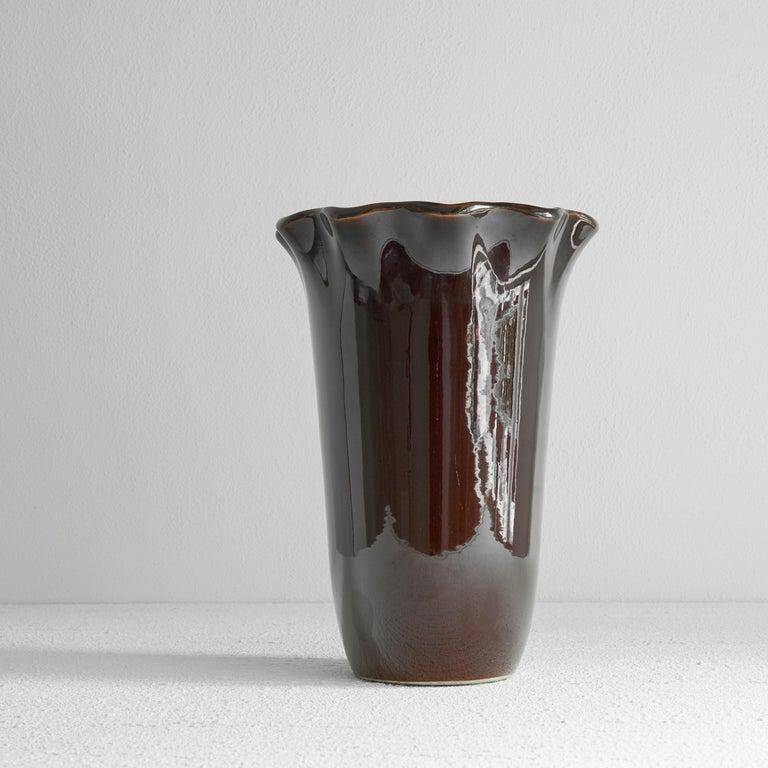 'Ondulé' vase in glazed ceramic Poët-Laval 1960s