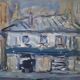 Peinture de Nagao Usui "La maison bleue"