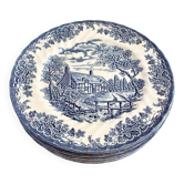 Blue English flat plates cottage