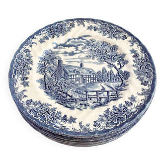 Blue English flat plates cottage
