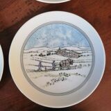 Set of 6 porcelain dessert plates - Naïve winter decorations