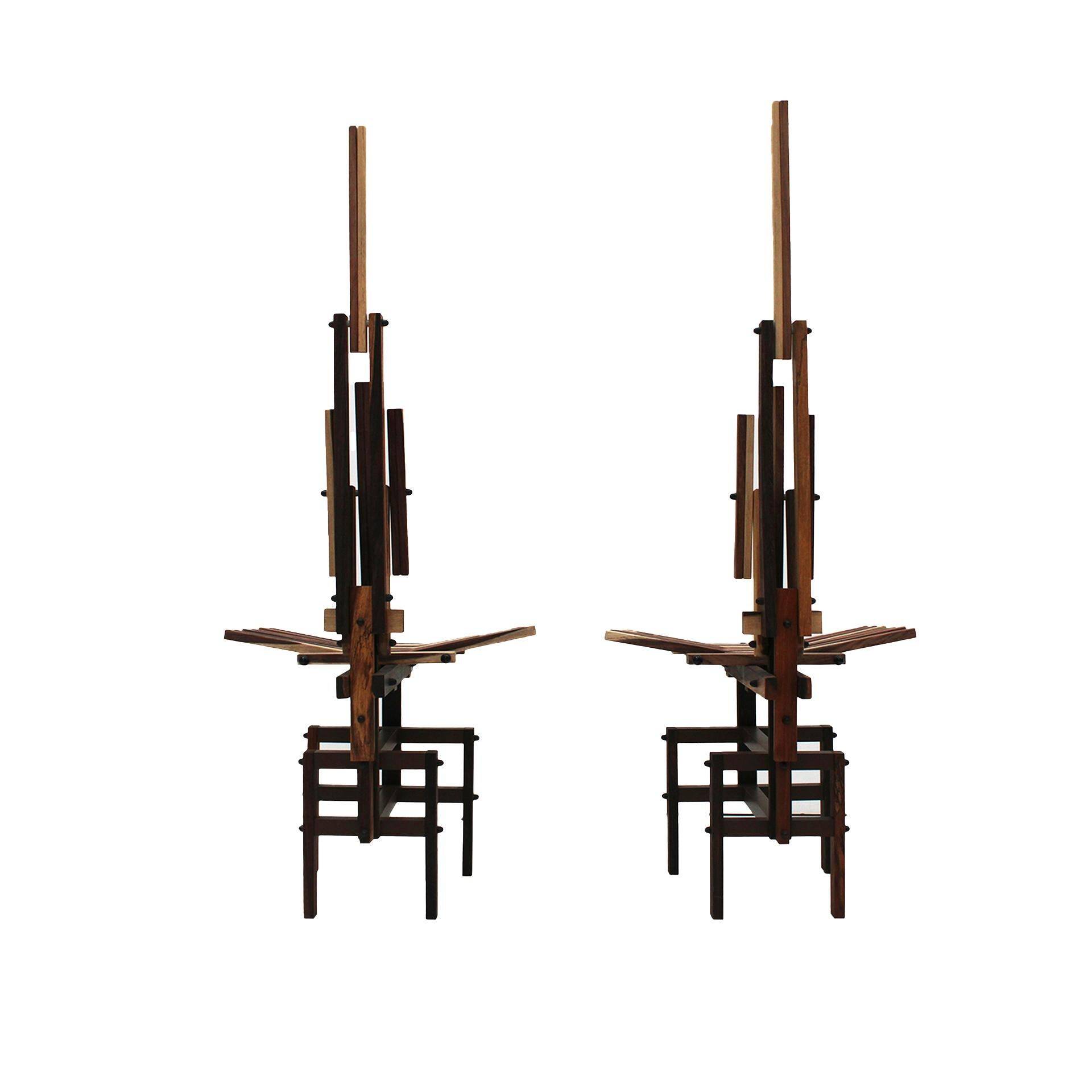 Italian Sculptural Wooden Chairs Sono by Anacleto Spazzapan, 1980s, Set of Two