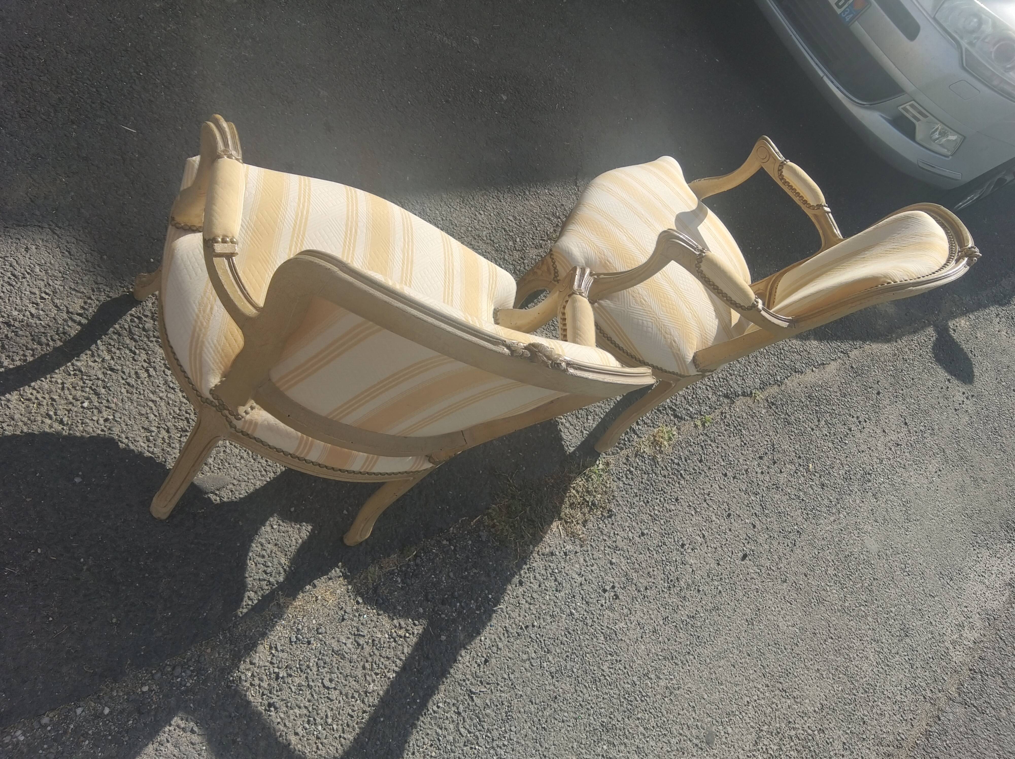 Pair of Louis XV style convertible armchairs
