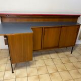 Vintage teak and formica bar with stool