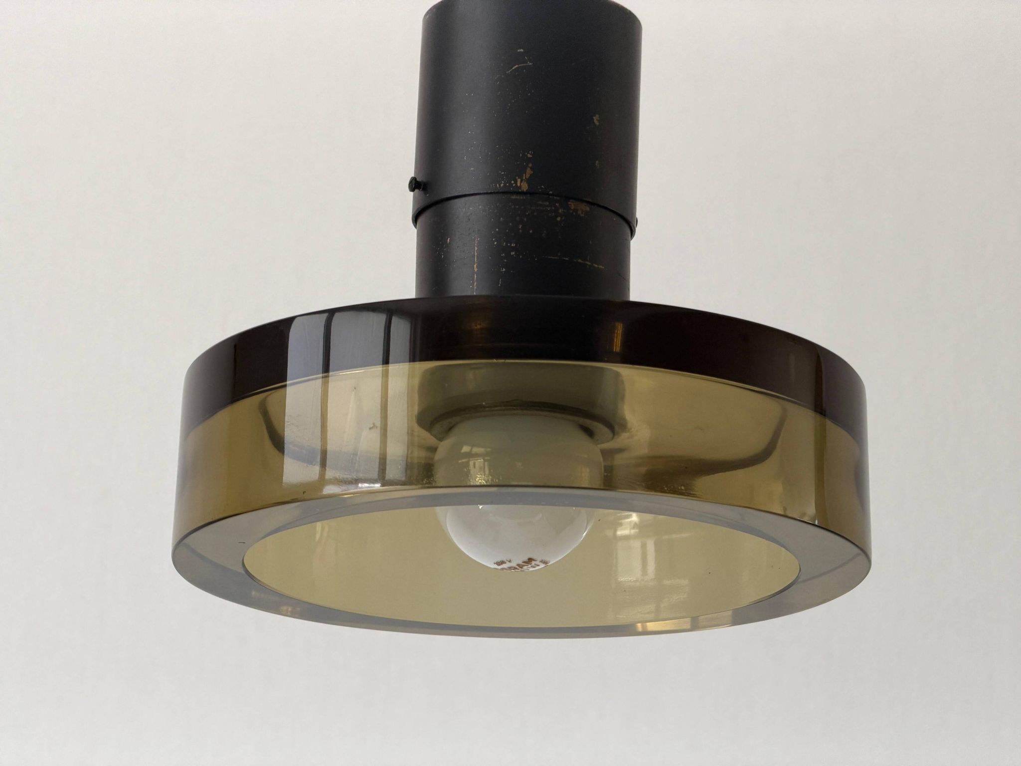 Flush mount in glass and yellow-brown metal by Seguso, 1950s, Italy.