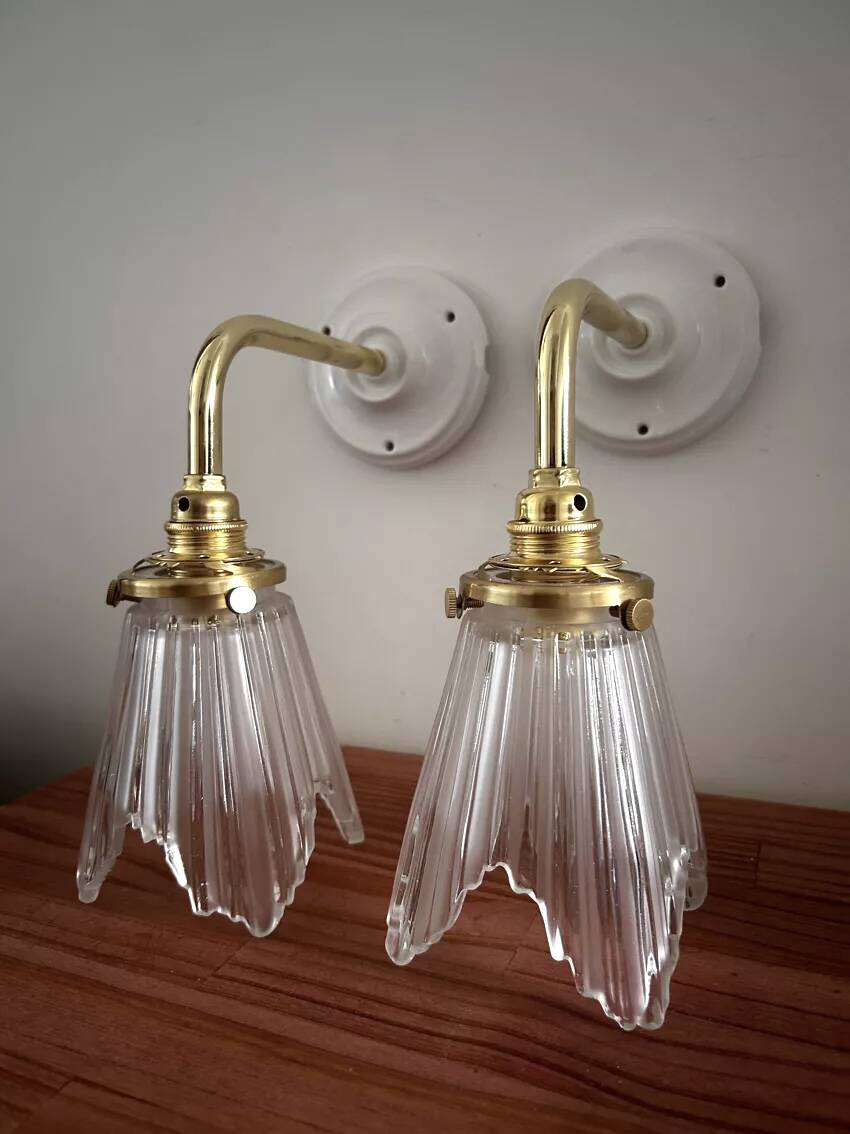Pair of Art Deco glass wall sconces