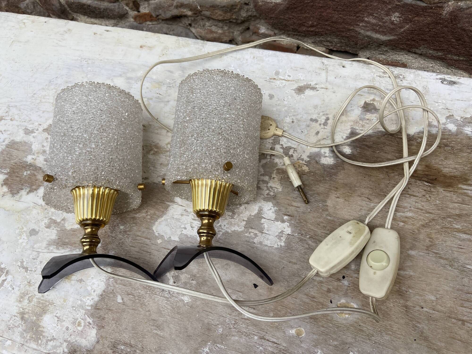 Pair of vintage bedside lamps 1960 design french light vintage perspex plexiglass