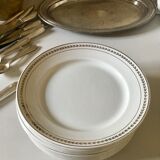 Set of 10 flat plates in gold style ceramic