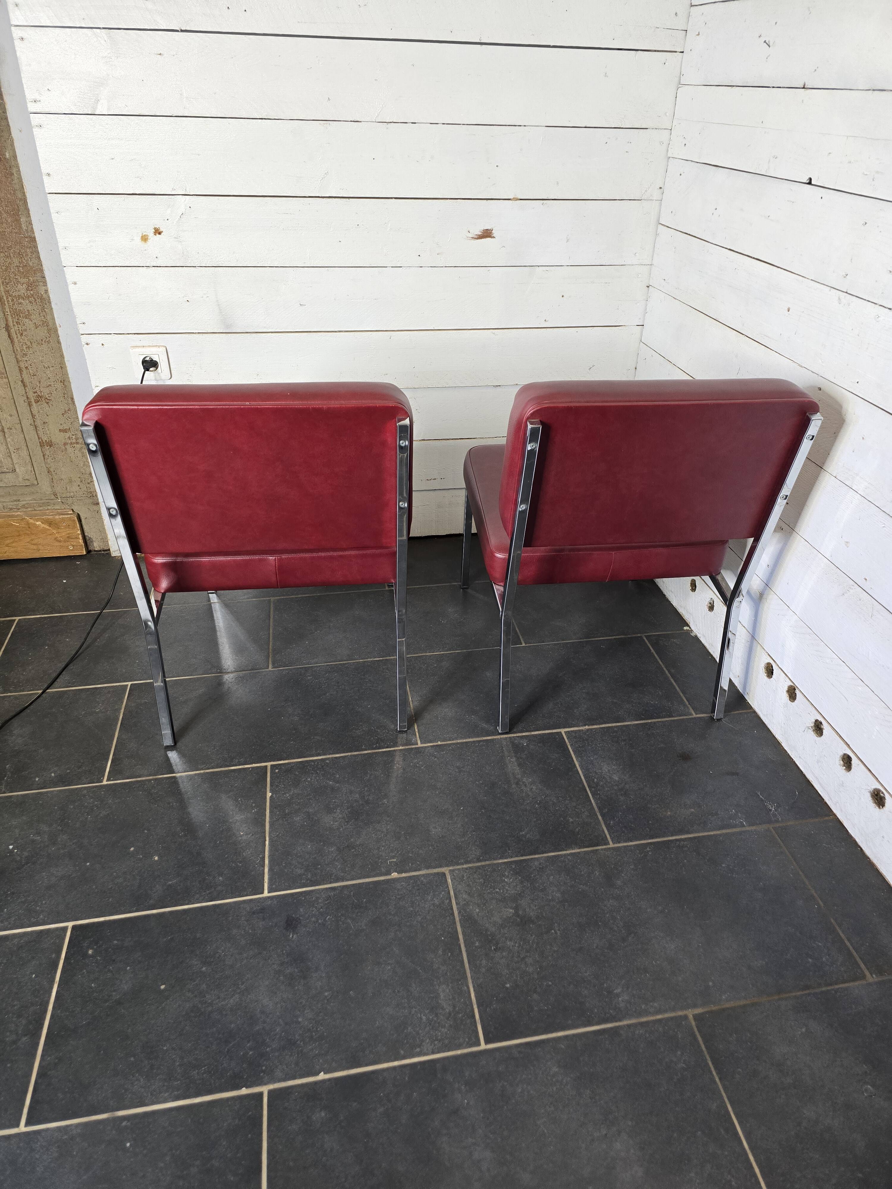 Pair of chrome footed armchairs from the 60s