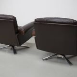 Pair of Vintage De Sede DS-31 Swivel Armchairs in Brown Leather