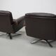 Pair of Vintage De Sede DS-31 Swivel Armchairs in Brown Leather
