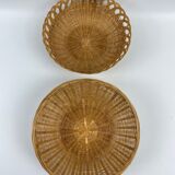 2 wicker round bread baskets