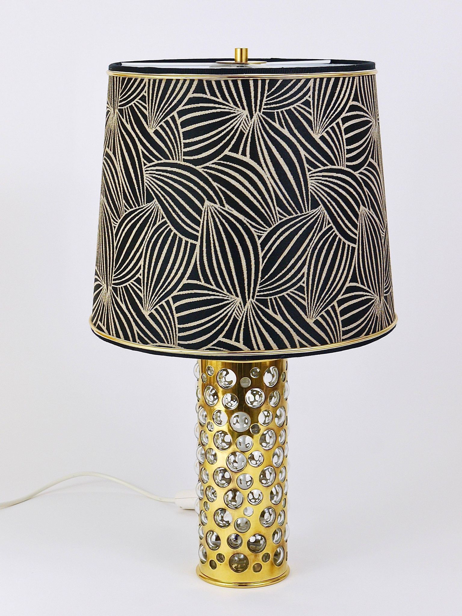 Rupert table lamp by Nikoll mid-century in brass tube and bubble glass, Austria, 1950s.