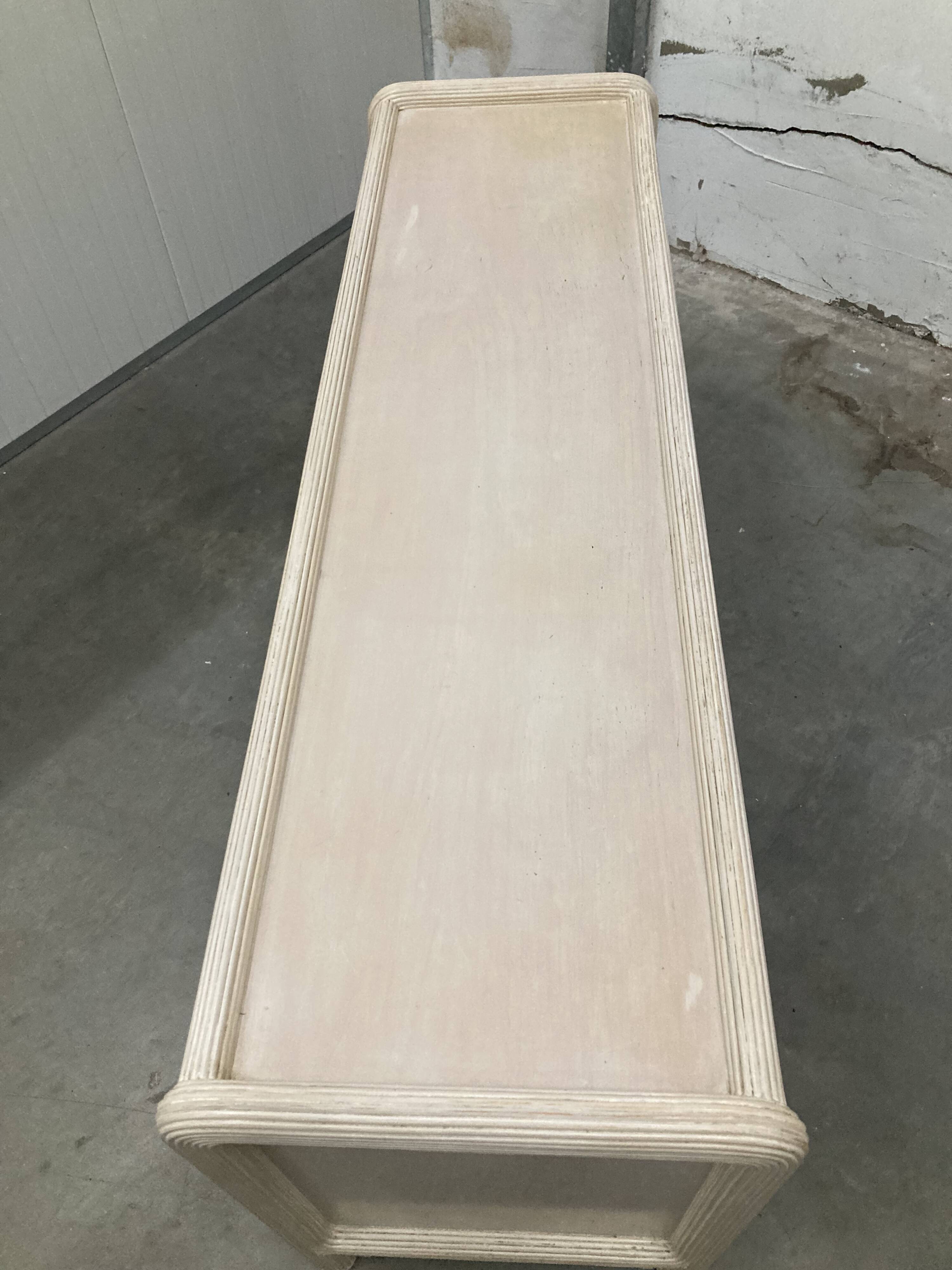 White wash sideboard made of woven rattan/bamboe, '70