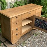 9-drawer art deco sideboard in solid raw oak