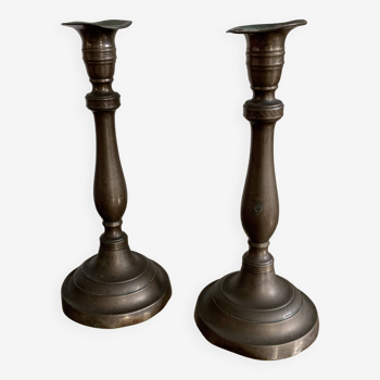 Pair of brass candlesticks