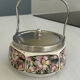 Bonbonnière art déco céramique décor floral – sucrier avec anse métal