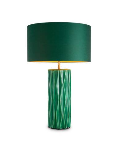 Pair of table lamps in crackled green ceramic and patinated brass finish.