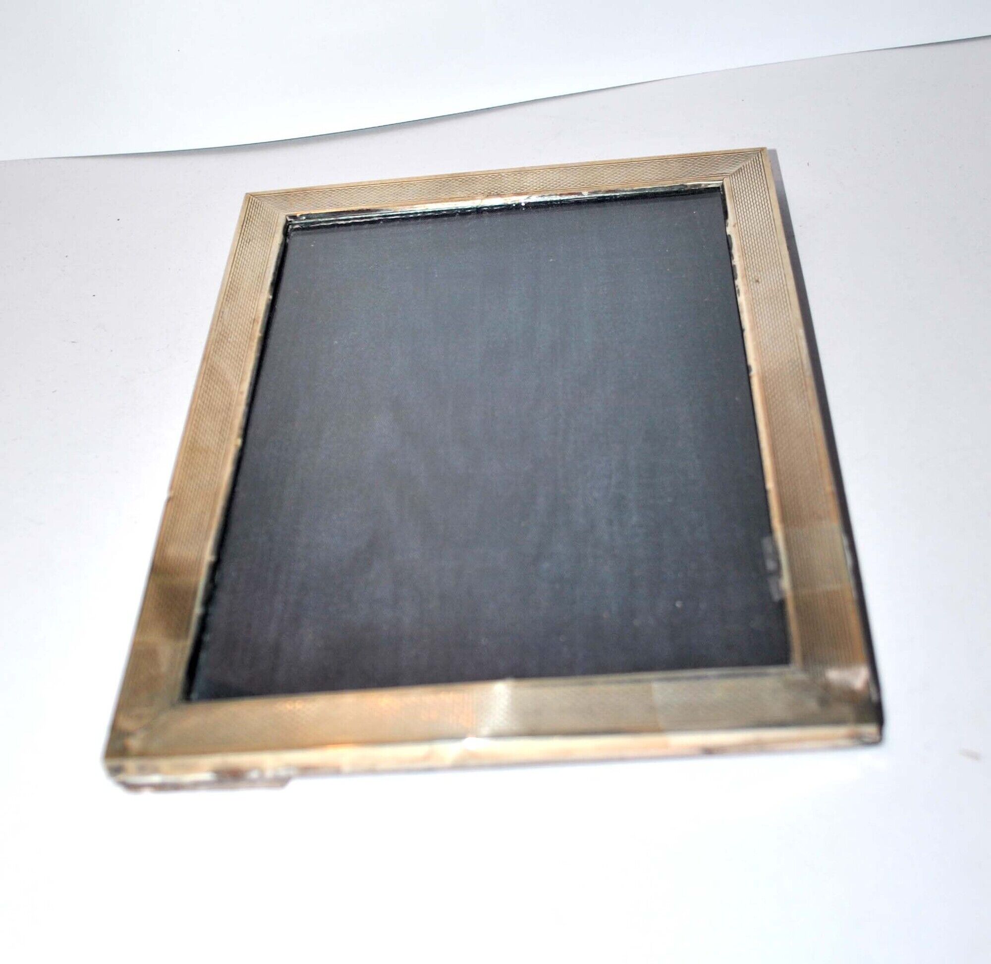 Old photo frame in wood and silver hallmark 800 - guilloche frame 16x20.5