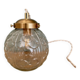 Vintage art deco glass globe portable lamp or table lamp