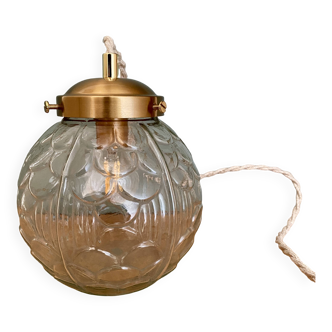 Baladeuse ou lampe à poser globe vintage art déco en verre