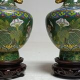 Pair of Asian enamel cloisonné vases