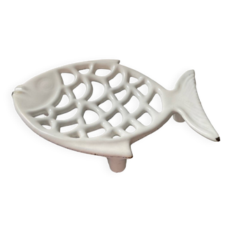Vintage fish soap dish in enameled cast iron