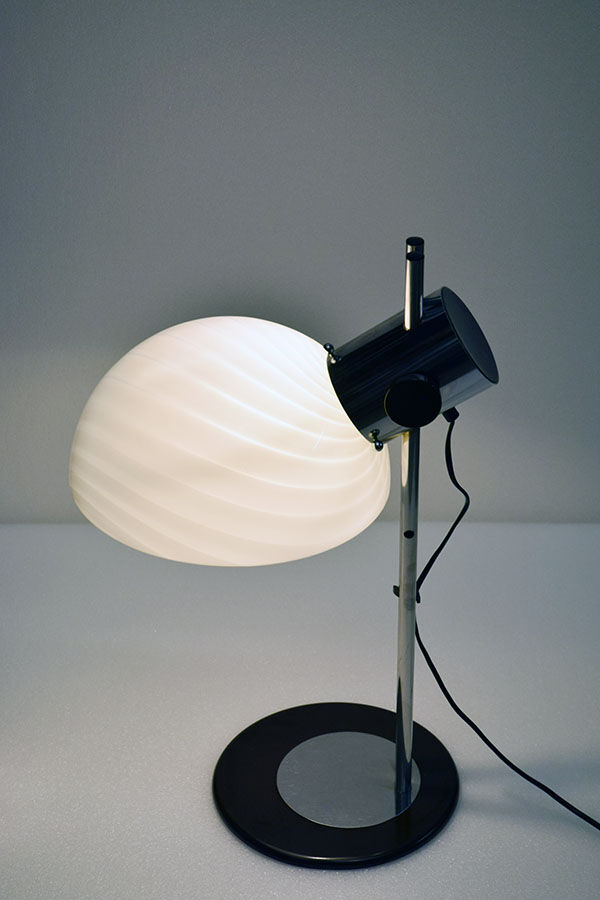 70's table lamp in glass and metal produced by Zonca