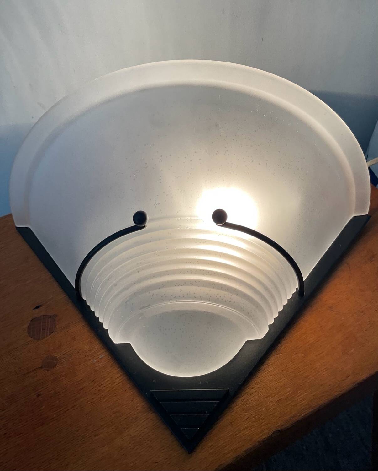 Post Modern wall light frosted glass and black metal
