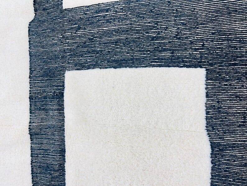 Handmade white and black Berber rug