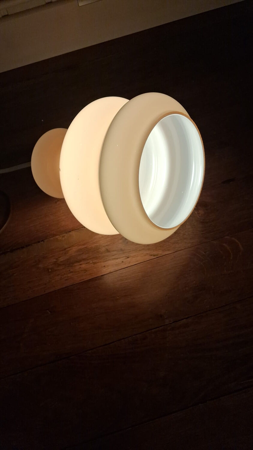 Pair of opaline pendants, Bubble, Beige, 1960