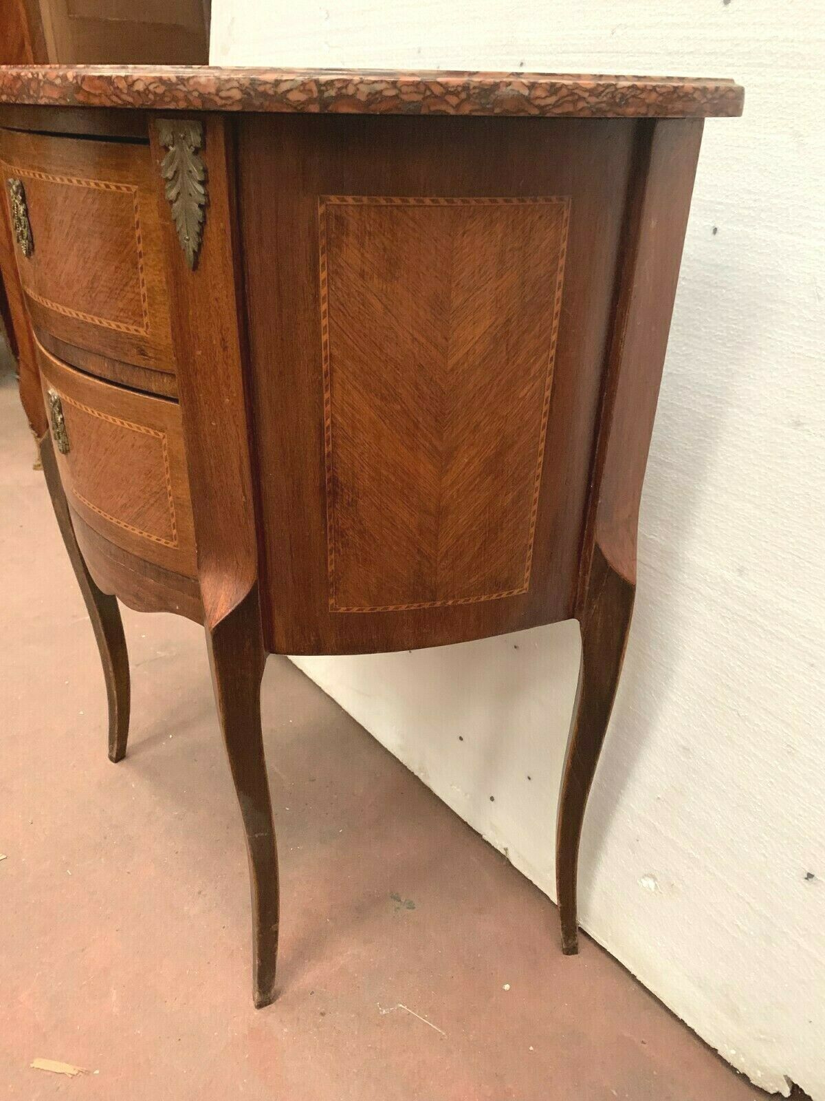 Louis XV style half-moon chest of drawers in XX century marquetry