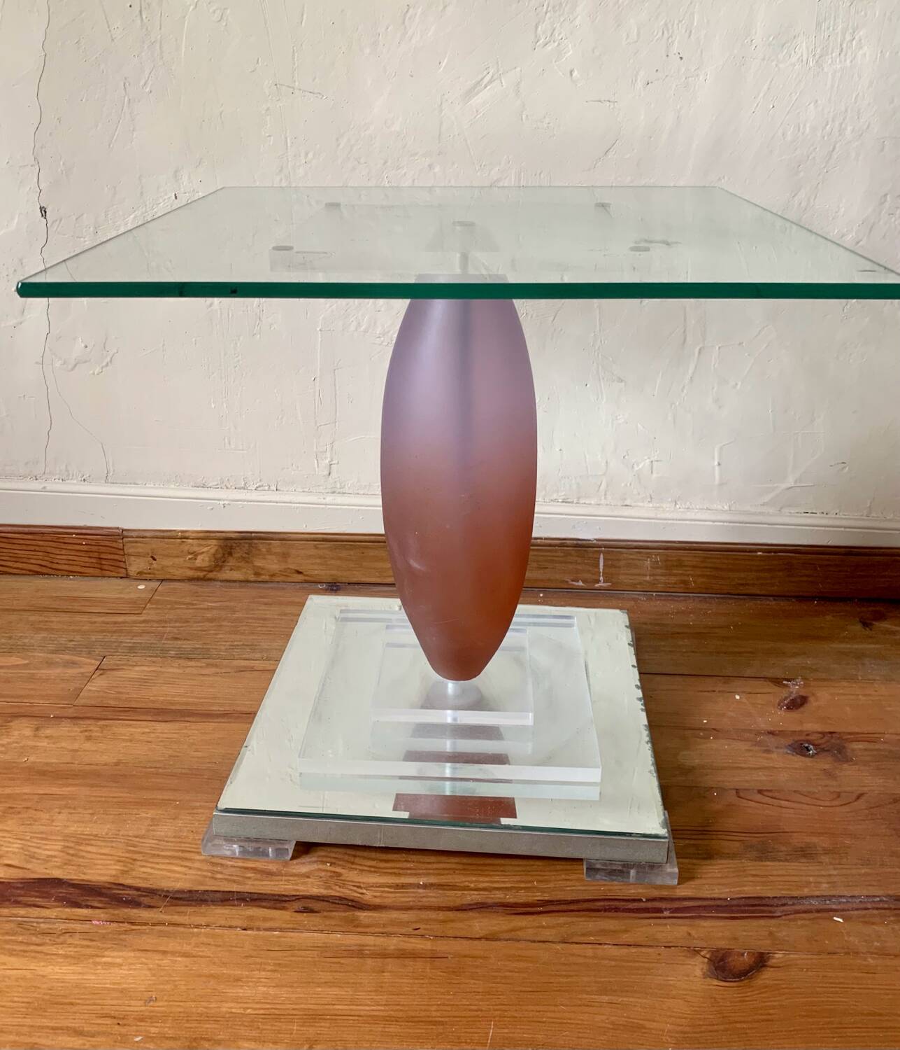 Selette table d’appoint design verre roche bobois