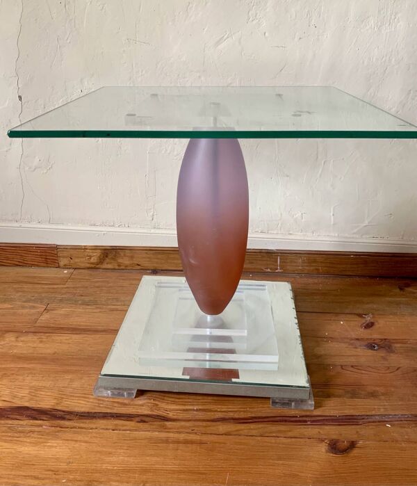 Selette table d’appoint design verre roche bobois